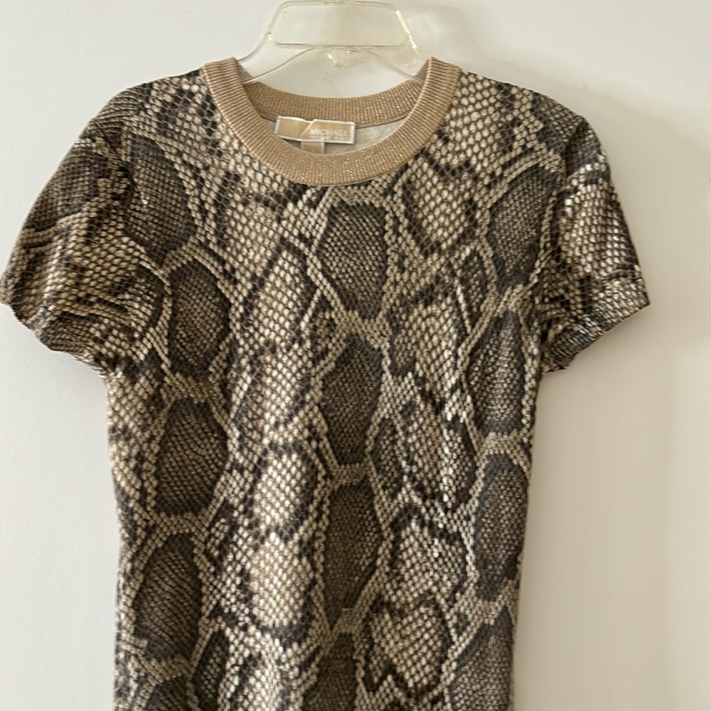 Michael Kors Snakeskin Animal Print Knit Midi Dress Size S